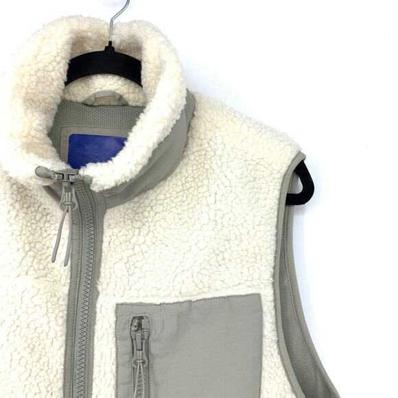 Jack & Jones Originals Studio Sherpa Full Zip Vest Mens Size Medium Cream Gray - Picture 3 of 7